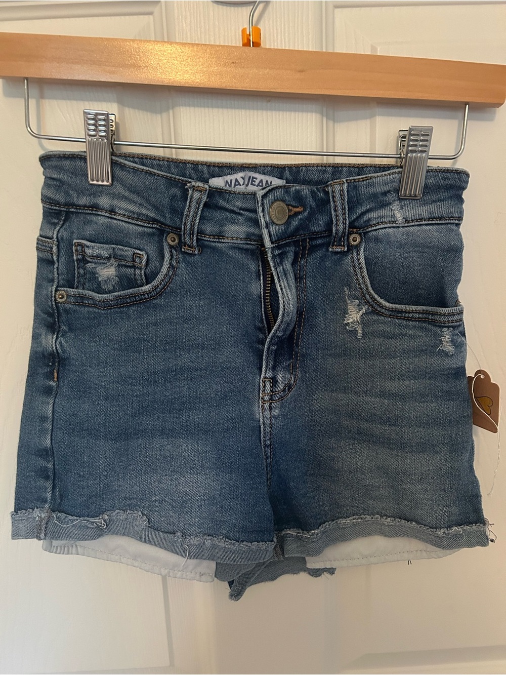 Wax Jean Distressed High-Rise Blue Denim Shorts size small